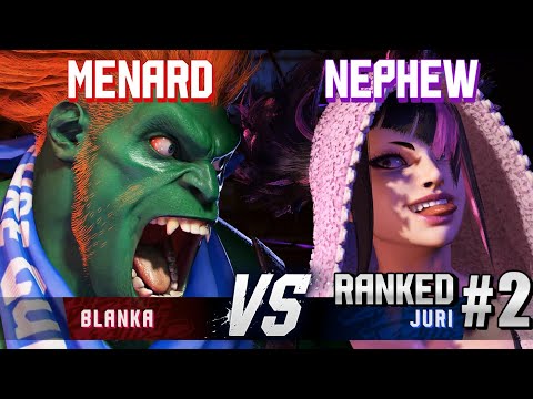 SF6 ▰ MENARD (Blanka) vs NEPHEW (#2 Ranked Juri) ▰ High Level Gameplay
