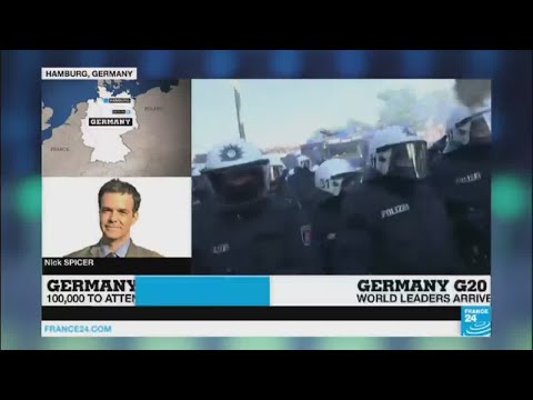 G20 protests erupt in Hamburg: "Police targeted by stones, responded with water cannon"