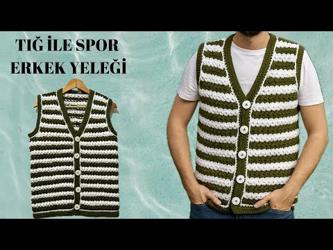 ÇOK İSTEK OLDU BENDE ÖRDÜM 👍TIĞ İLE 2 RENKLİ ERKEK YELEĞİ