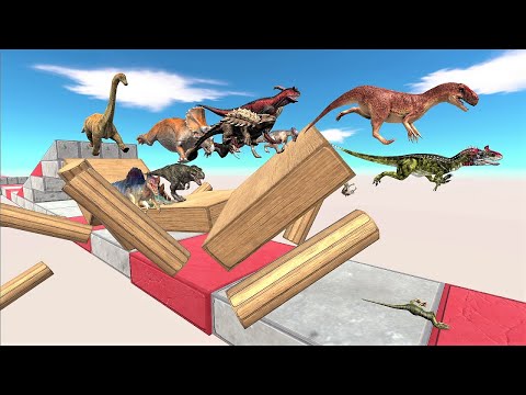 Dinosaur speed race. Large jump obstacle course! | Animal Revolt Battle Simulator
