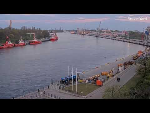Live Shipping Movements At The Port Of Gdansk Poland. Cam B.