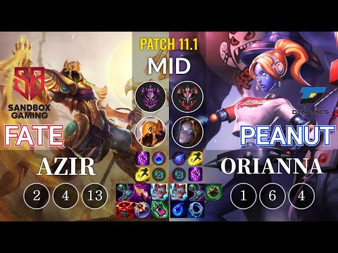 SB FATE Azir vs DYN Peanut Orianna Mid - KR Patch 11.1