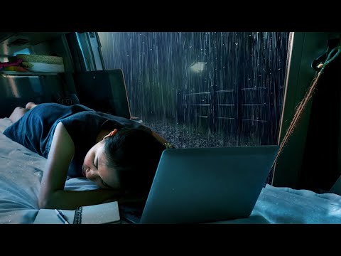 Heavy Rain Sound on the Camping Car Window for Deep Sleep - Rain sounds for sleeping