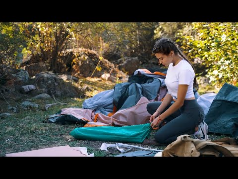 SOLO camping GIRL/ASMR #camping #survival #bushcraft #outdoors