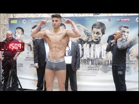 PBK! JOSH KELLY STEPS ON SCALES & POSES FOR THE MEDIA UNDER WATCHFUL EYE OF ADAM BOOTH