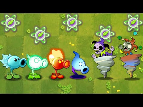 PvZ 2 Challenge - All Peashooter Normal & Up Power Vs Team Jester Zombie - Who Will Win?