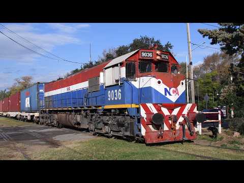 [4K] Colorido tren de contenedores de NCA con destino a Ferreyra pasando por Marcos Juárez!!!!!!