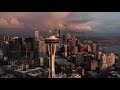 An Aerial View Of The Space Needle Captured By 8k HD Drone