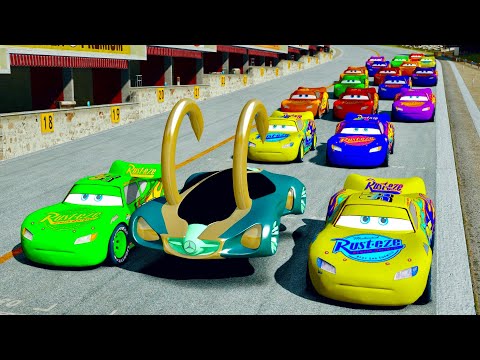 Loki Car Marvel Mercedes Biome vs Lightning McQueen LGBT Parade - MEGA Drag Race 20 KM