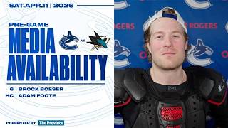 Brock Boeser & Adam Foote Pre-Game Media | Vancouver Canucks at San Jose Sharks (Apr 11 2026)