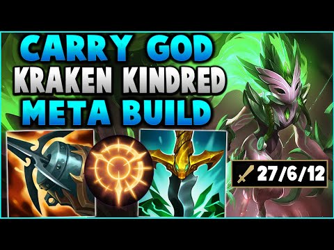1v9 Season 12 Easily With This Meta Kindred Build! s12 Kraken Slayer Kindred Hard Carry!