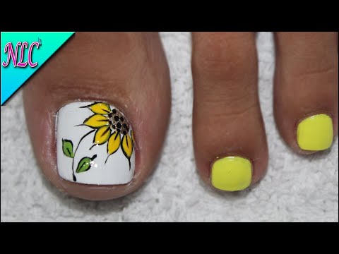 DISEÑO DE UÑAS PARA PIES GIRASOL MUY FACIL DE HACER – SUNFLOWER NAIL ART – NLC