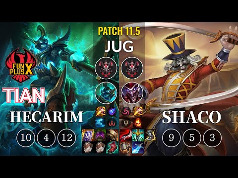 FPX Tian Hecarim vs Shaco Jungle - KR Patch 11.5