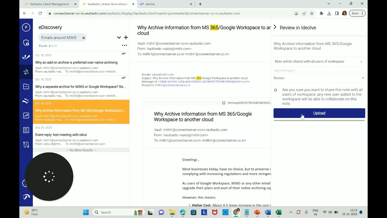 Activation of email from Active to the Live Store
