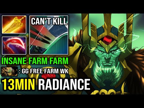WTF 13Min Radiance Wraith King Insanely Fast Farming | EZ 100% Deleted Offlane Sand King DotA 2