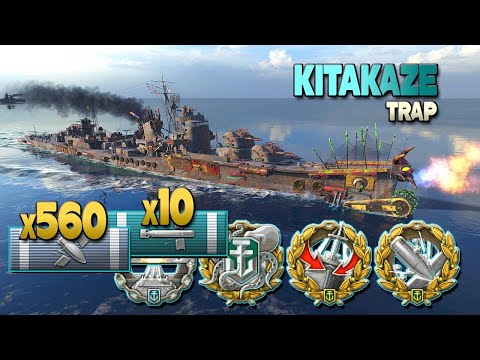 Destroyer Kitakaze: MVP on map Trap - World of Warships