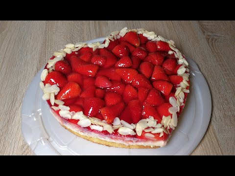 Erdbeerkuchen mit Vanillepudding | Valentinstag