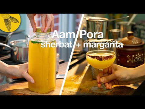 Aam Pana or Aam-Pora Sharbat + Charred mango margarita recipe—Bengali summer cooler