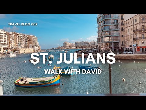 Malta St. Julians Promenade | Walking Tour | 4K HDR 60fps