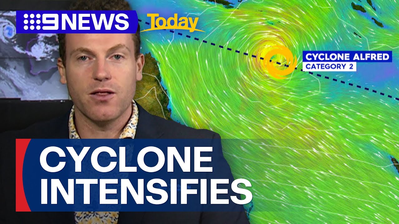 Tropical cyclone Alfred continues to intensify | 9 News Australia