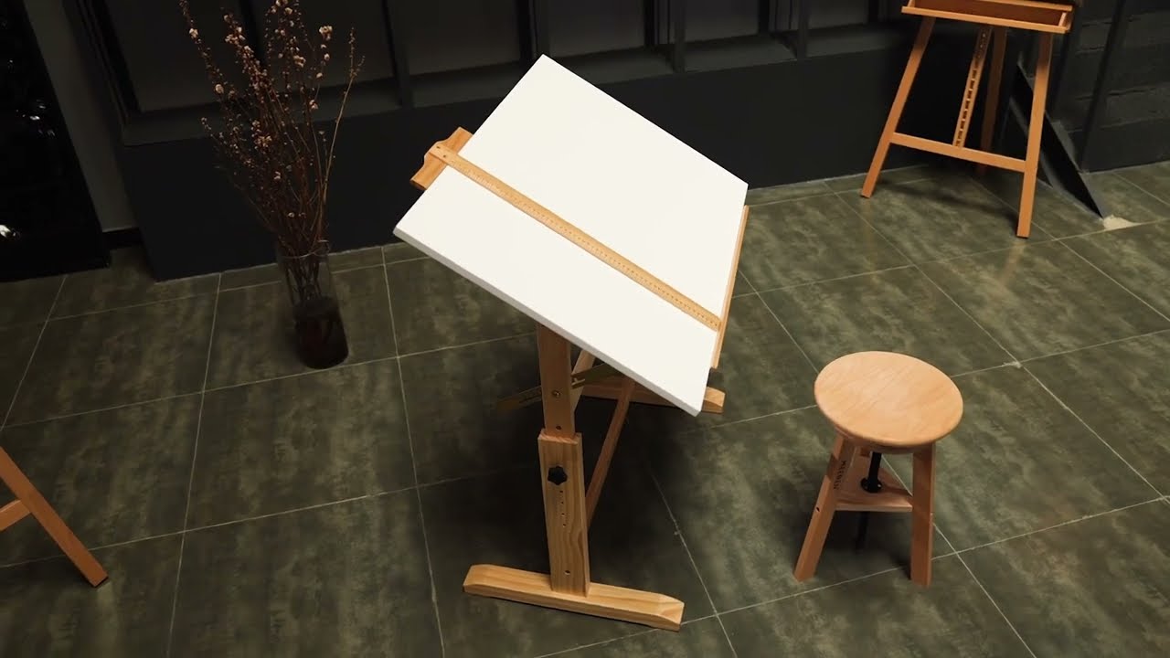 MEEDEN White Board Drafting Table and Stool Set