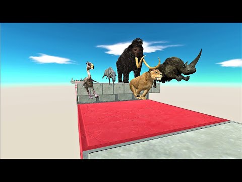 Prehistoric mammals Challenge. Large jump obstacle course! | Animal Revolt Battle Simulator