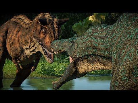 TORO THE CARNOTAURUS VS SUCHOMIMUS (Video request) - Jurassic World Evolution 2 #Shorts