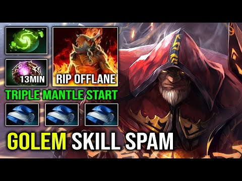 WTF 13Min Octarine Triple Mantle Started Item Warlock 4x Golem Skill Spam EZ MMR Dota 2