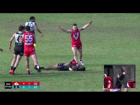 Port's Willie Rioli takes a spectacular contested mark - Rd 14 Hostplus SANFL Snapshot