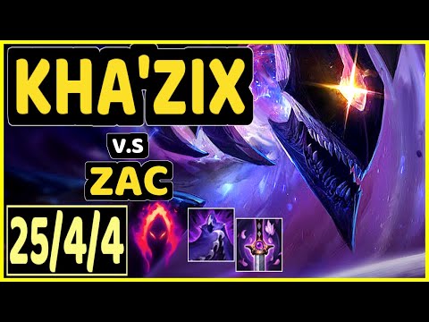 KHA'ZIX vs ZAC - PENTAKILL 25/4/4 KDA JUNGLE GAMEPLAY - EUW Ranked GRANDMASTER