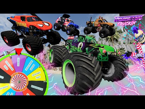 Monster Jam INSANE Racing, Freestyle and High Speed Jumps #12 | BeamNG Drive | Grave Digger