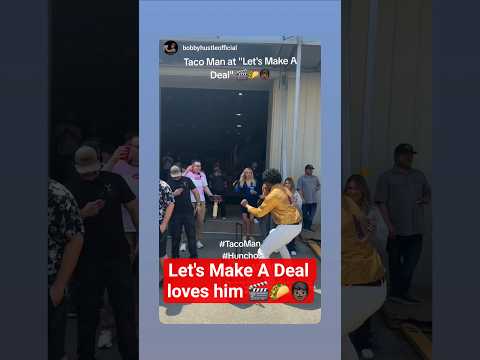 Taco Man at Let's Make A Deal turning up the crowd as they wait for Not Yo Tacos #tacoman #taco