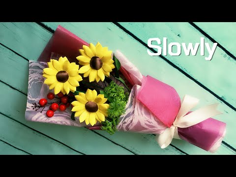 ABC TV | How To Make Sunflower Paper Flower Bouquet With Shape Punch (Slowly) - Craft Tutorial