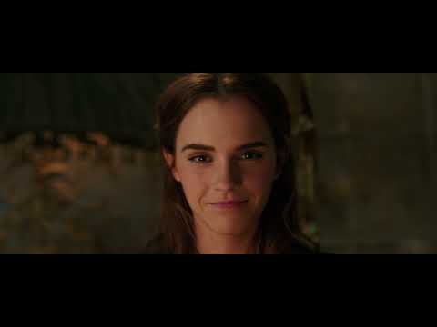 2017 Beauty and the Beast live-action trailer still: Belle and the Beast in the gilded ballroom