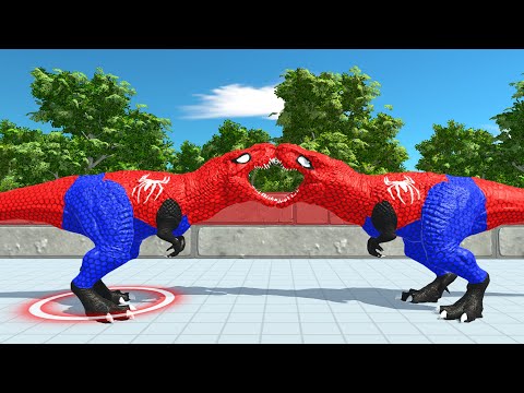 X2 SPIDERMAN T-REX Vs DINOSAUR SPIDERMAN T-REX DEATH RUN - Animal Revolt Battle Simulator