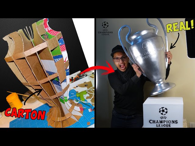 Vídeo relacionado con UEFA CL-45-HP Réplica de Trofeo Liga de Campeones, Pedestal de madera, Metal, 45 mm