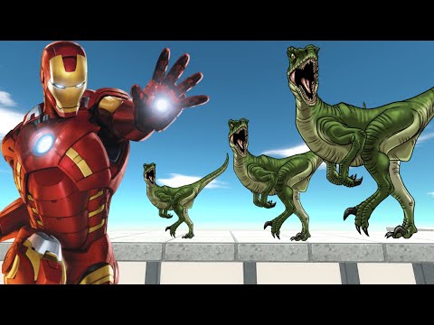 IronMan vs deinonychus FAMILY Death Run - Animal Revolt Battle Simulator