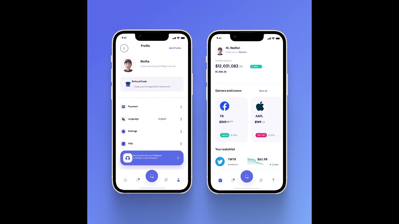 Stocks, mobile app design full project : behance.net/ridha1