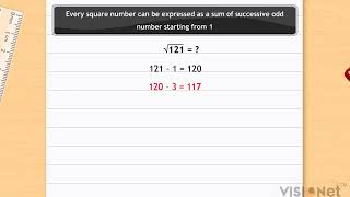 Finding square root through repeated subtraction Squares and Square Roots CBSE Class 8 Maths