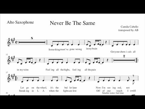 "Never Be the Same" - Camila Cabello Alto Sax Cover | Sheet Music PDF | Lyrics