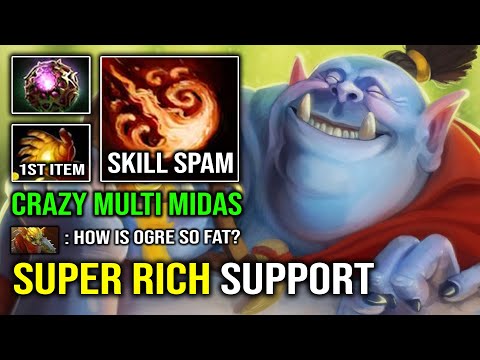 WTF 1st Item Midas Richest Support Ogre Magi Infinite Skill Spam 100% Counter Everyone Dota 2