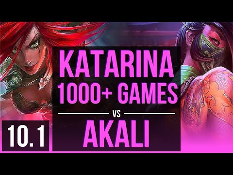 KATARINA vs AKALI (MID) | 1000+ games, KDA 12/1/2, Legendary | Korea Diamond | v10.1