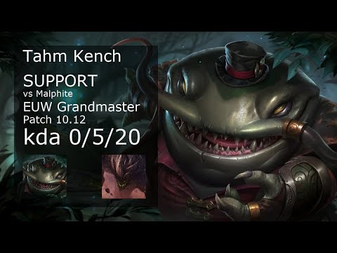 Tahm Kench Support & Aphelios vs Malphite & Syndra - EUW Grandmaster 0/5/20 Patch 10.12 Gameplay