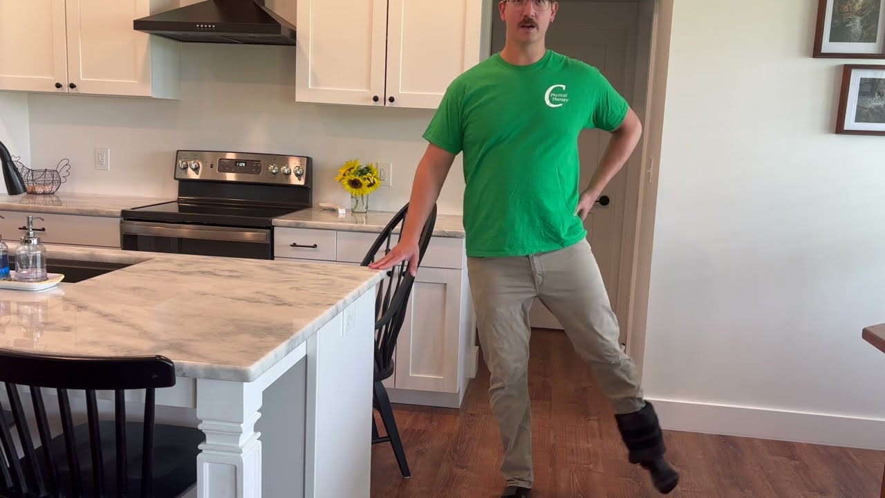 Physical therapist demonstrates Otago exercise program activities