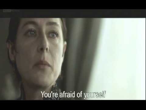 Sidse Babett Knudsen walks on man.