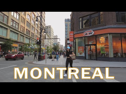 Caminhada noturna de Montreal no centro da cidade, de leste a oeste - setembro de 2023