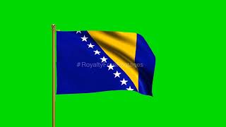 Bosnia and Herzegovina National Flag | World Countries | Green Screen Flag | Royalty Free Footages
