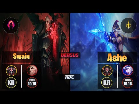 GrandMaster SWAIN [Dark Harvest] (ADC) VS  ASHE - Grandmaster KR Patch 10.16