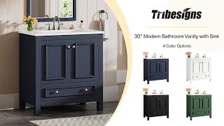 Tribesigns 30" Bathroom Vanity: Smart Storage, Sleek Design! anuncio