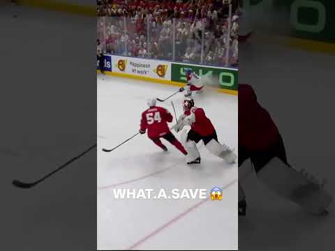 WHAT. A. SAVE.😱 Leonardo Genoni with a diving stop.🤿 | 2024 #MensWorlds